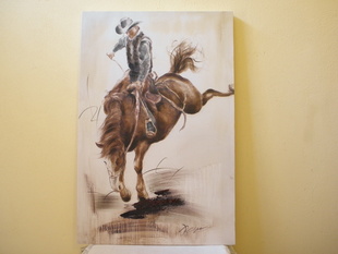 OBRAZ NA PLÁTNĚ RODEO NA KONI 90 X 60 CM