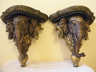 PÁROVÉ ZLACENÉ KONZOLE NA ZEĎ - SLONI -