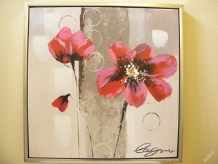 OBRAZ - KVĚTY - OLEJ 64 x 64 CM ZLA.STŘ. RÁM 