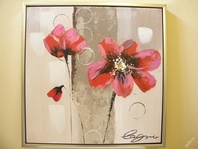 OBRAZ - KVĚTY - OLEJ 64 x 64 CM ZLA.STŘ. RÁM 