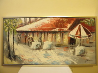 OBRAZ - IMPRESE - OLEJ 105 x 55 CM ZLATOSTŘÍBRNÝ RÁM