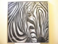 OBRAZ - ZEBRA - OLEJ 84 x 84 CM ZLATO STŘ. RÁM 