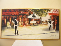 OBRAZ - KAVÁRNA - OLEJ 124 x 64 CM ZLATÝ RÁM