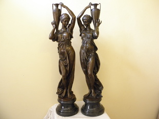 LUXUSNÍ 112 CM BRONZOVÉ SOCHY - PÁROVÉ 