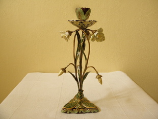 SECESNÍ JEDNOPLAM. SVÍCEN MOSAZ PORCELÁN