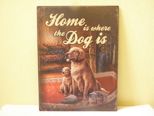 RETRO OBRAZ - HOME IS WHERE THE DOG IS - PLECH