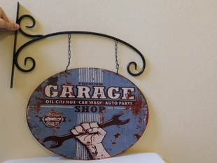 GARAGE KOVOVÁ OZDOBNÁ KONZOLOVÁ REKLAMNÍ CEDULE 