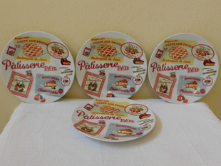 ITALSKÉ PORCELÁNOVÉ TALÍŘE 4 ks PATISSERIE VINTAGE 