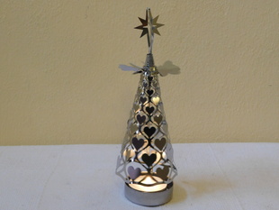 KOVOVÝ VÁNOČNÍ SVÍCEN STROMEČEK NA ČAJ. SVÍČKU-OTOČNÝ