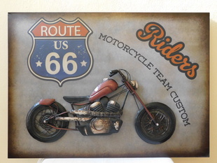 PLECHOVÝ OBRAZ MOTORCYCLE-ROUTE US 66 RIDERS