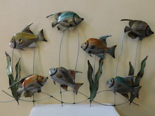 NÁSTĚNNÁ KOVOVÁ DEKORACE - RYBY