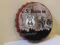 PLECHOVÁ CEDULE VE TVARU ZÁTKY - US ROUTE 66