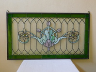 SECESNÍ BAREVNÁ VITRÁŽ V OLOVU SKLO 88x50