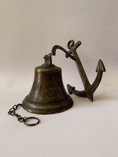 MOSAZNÝ NÁMOŘNÍ LODNÍ ZVON S KOTVOU