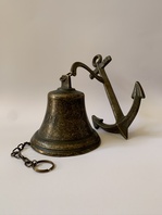 MOSAZNÝ NÁMOŘNÍ LODNÍ ZVON S KOTVOU