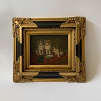 OBRAZ KOŤATA - ZLATO ČERNÝ RÁM