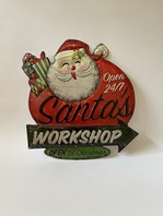 PLECHOVÁ CEDULE - SANTAS WORKSHOP OPEN TIL CHRISTMAS