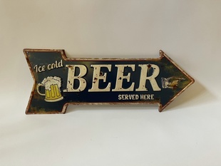 PLECHOVÁ CEDULE - ICE COLD BEER SERVED HERE