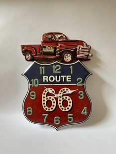 ROUTE 66 - PLECHOVÉ NÁSTĚNNÉ HODINY