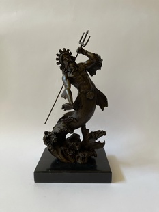 POSEIDON - BRONZOVÁ SOCHA NA MRAMOROVÉM PODSTAVCI