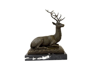 JELEN - BRONZOVÁ SOCHA NA MRAMORU 31 cm