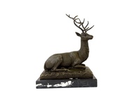 JELEN - BRONZOVÁ SOCHA NA MRAMORU 31 cm