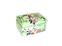 PORCELÁNOVÁ DÓZA 18 cm - MOTIV KVĚTINY A PTACTVO