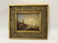 PŘÍSTAV LOĎ - OBRAZ VE ZLATÉM ZDOBENÉM RÁMU