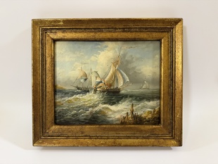 NÁMOŘNÍ PLACHETNÍ LODĚ - OBRAZ VE ZLATÉM RÁMU