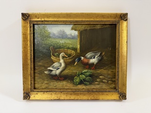 KACHNY PÁR - OBRAZ VE ZLATÉM RÁMU