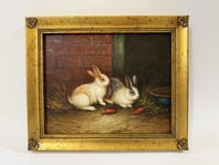 KRÁLÍČCI S MRKVÍ - OBRAZ VE ZLATÉM RÁMU