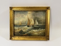 PLACHETNÍ LODĚ VE VLNÁCH - OBRAZ VE ZLATÉM RÁMU