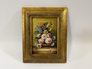 KVĚTINY VE VÁZE - OBRAZ VE ZLATÉM RÁMU