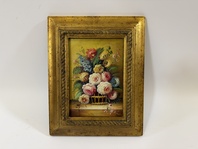 KVĚTINY VE VÁZE - OBRAZ VE ZLATÉM RÁMU