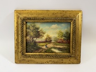 ROMANTICKÁ KRAJINA S ŘEKOU - OBRAZ VE ZLATÉM RÁMU