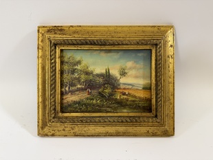 ROMANTICKÁ KRAJINA S JEZÍRKEM - OBRAZ VE ZLATÉM RÁMU