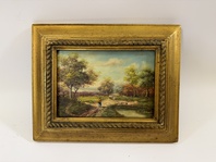 ROMANTICKÁ KRAJINA CESTA - OBRAZ VE ZLATÉM RÁMU