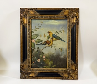 PTÁČCI NA VĚTVIČCE - OBRAZ VE ZLATÉM RÁMU