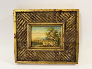 ROMANTICKÁ KRAJINA S RYBNÍKEM - OBRAZ VE ZLATÉM RÁMU