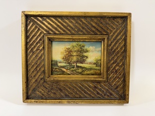 ROMANTICKÁ KRAJINA - OBRAZ VE ZLATÉM RÁMU.