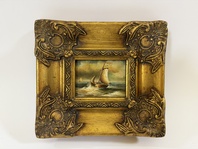 PLACHETNÍ LOĎ NA MOŘI - OBRAZ VE ZLATÉM RÁMU.