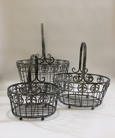 TŘI DEKORATIVNÍ KOVOVÉ KOŠÍKY S DRŽADLEM