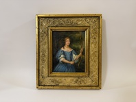 DÁMA S LUKEM - OBRAZ VE ZLATÉM RÁMU