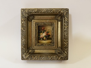 KVĚTINY VE VÁZE ZÁTIŠÍ - OBRAZ VE ZLATÉM RÁMU