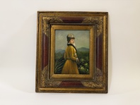 DÍVKA S KLOBOUČKEM - OBRAZ VE ZLATÉM RÁMU