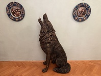 VLK - SOCHA VE ZLATÉM PROVEDENÍ 118 cm